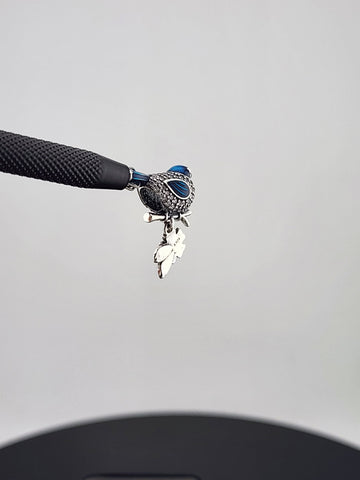 Sterling Silver 925 Charm – Blue Bird with Flower Design – Brand New