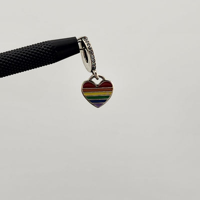 Rainbow Heart PRIDE Charm – Sterling Silver 925 – New with Tags