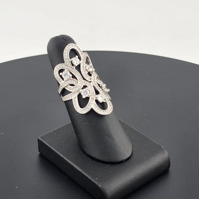 Dazzling Beauty – 925 Silver Cubic Zirconia Ring, Intricate Design
