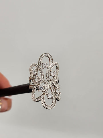 Dazzling Beauty – 925 Silver Cubic Zirconia Ring, Intricate Design