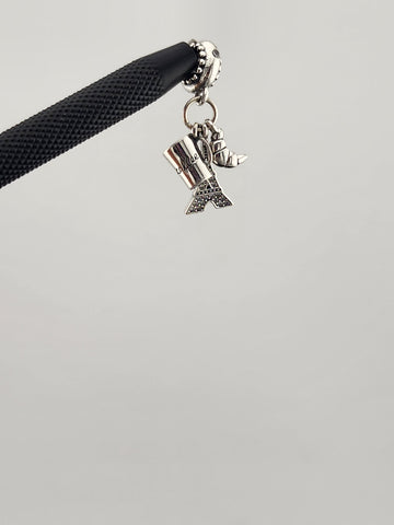 Paris Lover’s Charm – New Sterling Silver Eiffel Tower, Croissant & Coffee mug