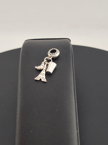 Paris Lover’s Charm – New Sterling Silver Eiffel Tower, Croissant & Coffee mug