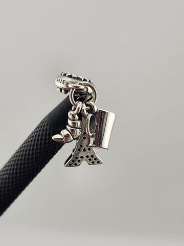 Paris Lover’s Charm – New Sterling Silver Eiffel Tower, Croissant & Coffee mug
