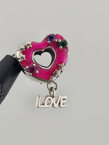 Charming in Pink – Heart "LOVE" Charm for Bracelets or Necklaces