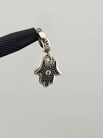 Hamsa Charm in Solid Sterling Silver 925 – Symbol of Luck & Blessings