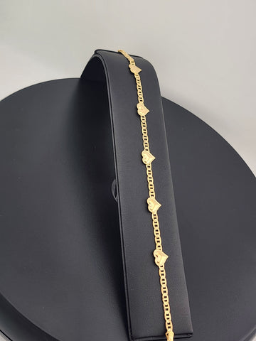 18K Gold-Filled Brazilian Hearts Anklet – Dainty Multi-Heart Charm