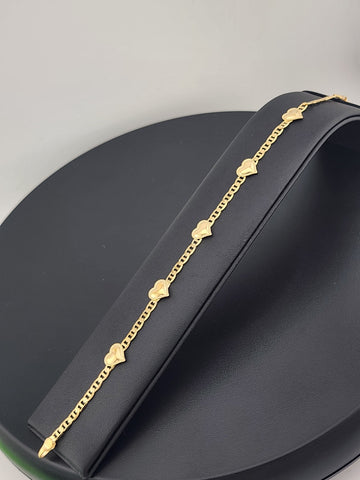 18K Gold-Filled Brazilian Hearts Anklet – Dainty Multi-Heart Charm