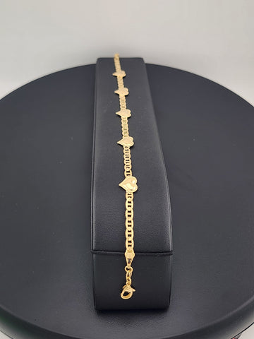 18K Gold-Filled Brazilian Hearts Anklet – Dainty Multi-Heart Charm