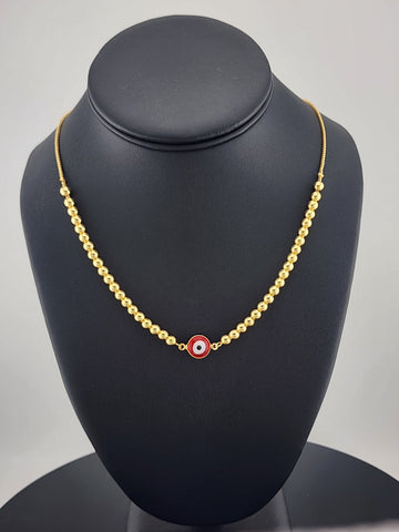 Brand New 18K Gold-Filled Red Evil Eye Protection Necklace