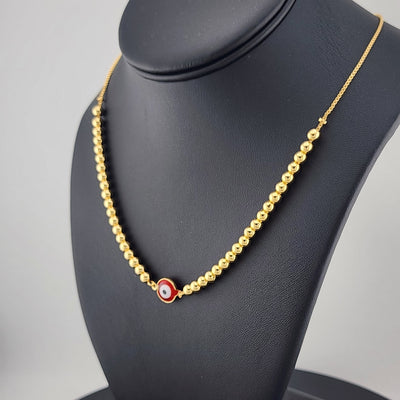 Brand New 18K Gold-Filled Red Evil Eye Protection Necklace