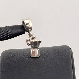 Sterling Silver 925 Coffee Pot Charm | Espresso Maker Pendant | Silver Barista Jewelry Gift