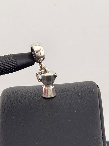 Sterling Silver 925 Coffee Pot Charm | Espresso Maker Pendant | Silver Barista Jewelry Gift