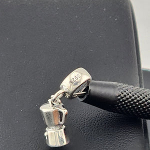 Sterling Silver 925 Coffee Pot Charm | Espresso Maker Pendant | Silver Barista Jewelry Gift