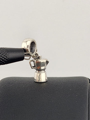 Sterling Silver 925 Coffee Pot Charm | Espresso Maker Pendant | Silver Barista Jewelry Gift