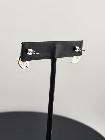 Whimsical Cat Earrings in Brass with Jade Highlights