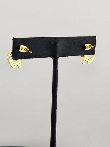 Whimsical Cat Earrings in Brass with Jade Highlights