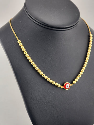 Brand New 18K Gold-Filled Red Evil Eye Protection Necklace