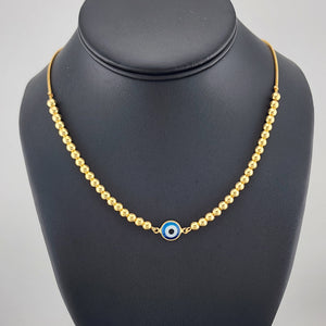 Brand New 18K Gold-Filled Baby Blue Evil Eye Protection Necklace