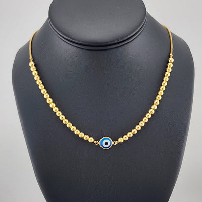Brand New 18K Gold-Filled Baby Blue Evil Eye Protection Necklace