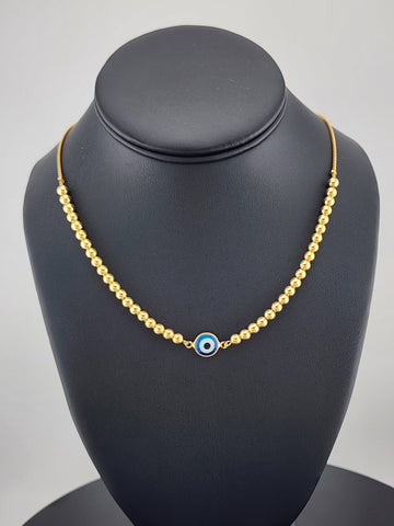 Brand New 18K Gold-Filled Baby Blue Evil Eye Protection Necklace