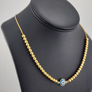Brand New 18K Gold-Filled Baby Blue Evil Eye Protection Necklace