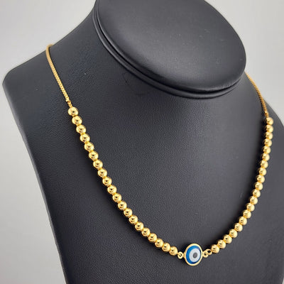 Brand New 18K Gold-Filled Baby Blue Evil Eye Protection Necklace