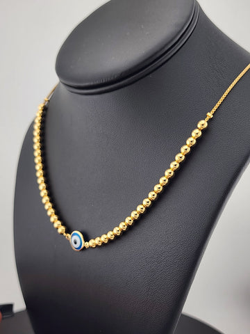Brand New 18K Gold-Filled Baby Blue Evil Eye Protection Necklace