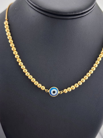 Brand New 18K Gold-Filled Baby Blue Evil Eye Protection Necklace