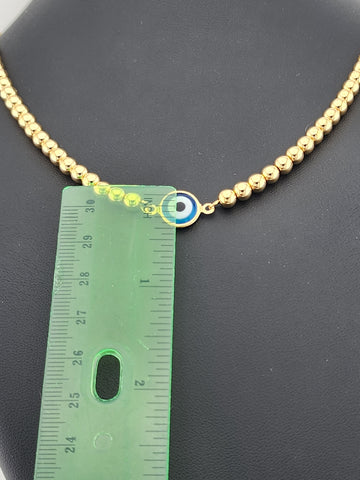 Brand New 18K Gold-Filled Baby Blue Evil Eye Protection Necklace