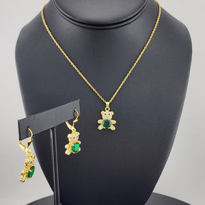 Charming Bear 2-Piece Set – Gold-Plated Necklace & Earrings