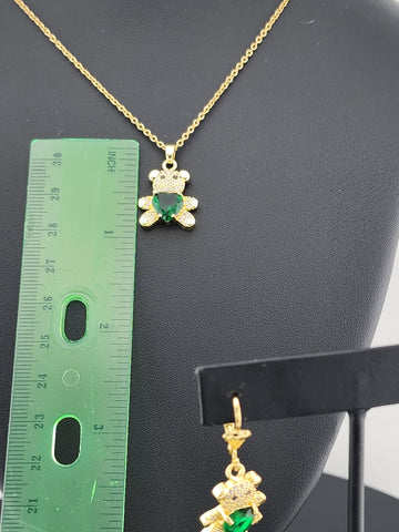 Charming Bear 2-Piece Set – Gold-Plated Necklace & Earrings