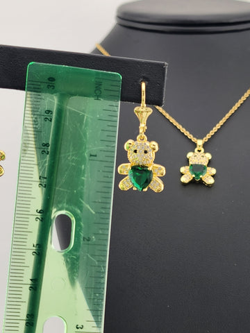 Charming Bear 2-Piece Set – Gold-Plated Necklace & Earrings