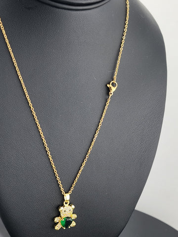 Charming Bear 2-Piece Set – Gold-Plated Necklace & Earrings