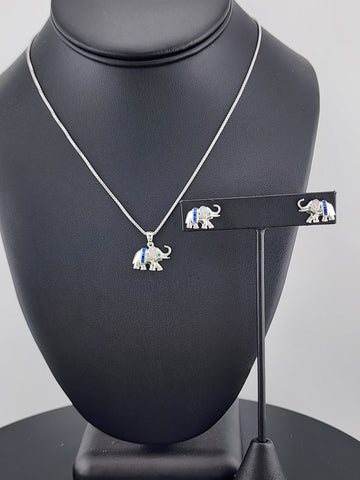 Charming Sterling Silver 925 Elephant Necklace & Earrings Set – 2PC