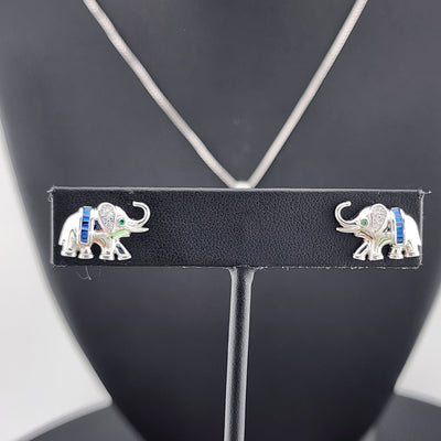 Charming Sterling Silver 925 Elephant Necklace & Earrings Set – 2PC