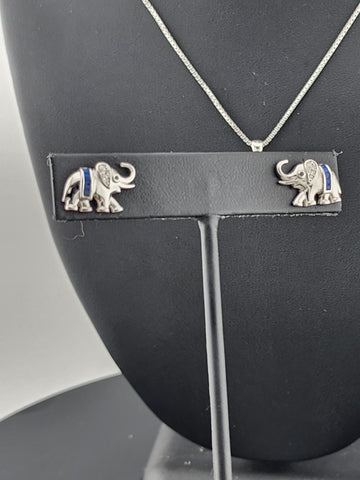 Charming Sterling Silver 925 Elephant Necklace & Earrings Set – 2PC