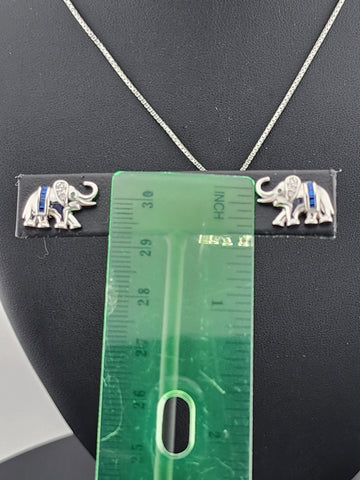 Charming Sterling Silver 925 Elephant Necklace & Earrings Set – 2PC