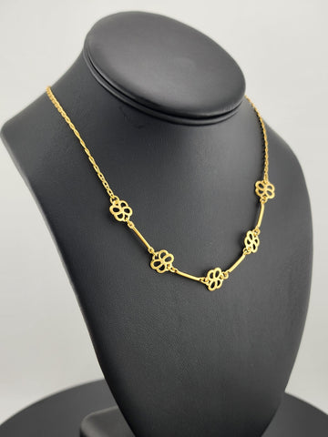Elegant Brazilian 18k Gold Filled Multi Flower Pendant Necklace