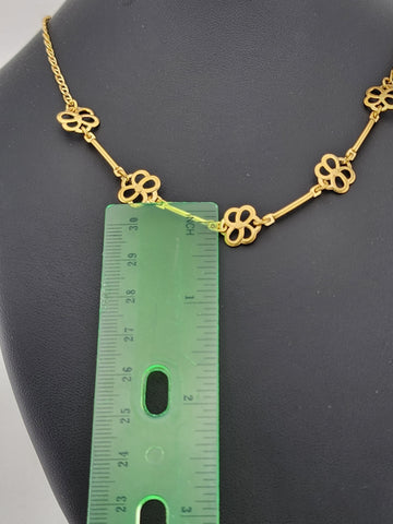 Elegant Brazilian 18k Gold Filled Multi Flower Pendant Necklace