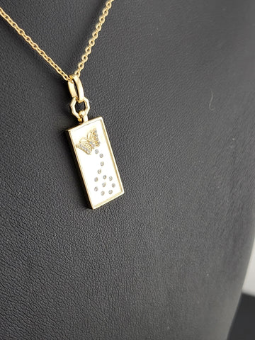 Delicate 925 Sterling Silver Butterfly Rectangle Necklace — Minimalist Style