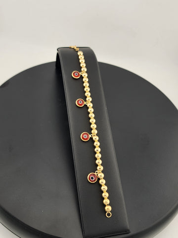 Brand New Brazilian 18k Gold Filled Red Evil Eye Beaded Bracelet — Protection & Style