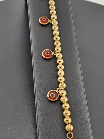 Brand New Brazilian 18k Gold Filled Red Evil Eye Beaded Bracelet — Protection & Style