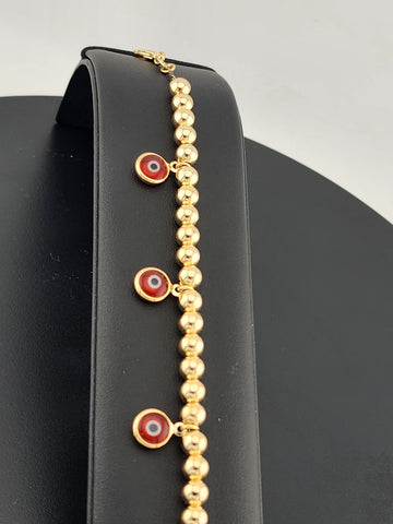Brand New Brazilian 18k Gold Filled Red Evil Eye Beaded Bracelet — Protection & Style