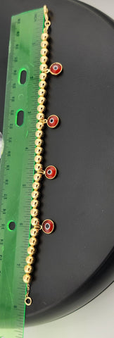 Brand New Brazilian 18k Gold Filled Red Evil Eye Beaded Bracelet — Protection & Style