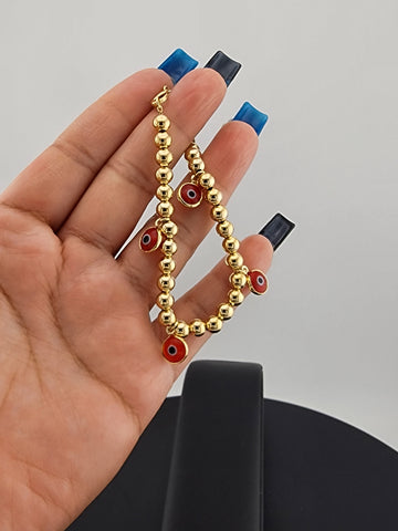 Brand New Brazilian 18k Gold Filled Red Evil Eye Beaded Bracelet — Protection & Style