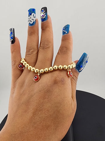Brand New Brazilian 18k Gold Filled Red Evil Eye Beaded Bracelet — Protection & Style
