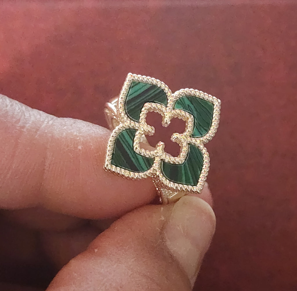 Brand New Green Clover Brass Ring