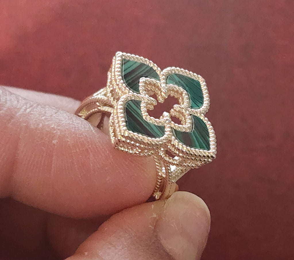 Brand New Green Clover Brass Ring