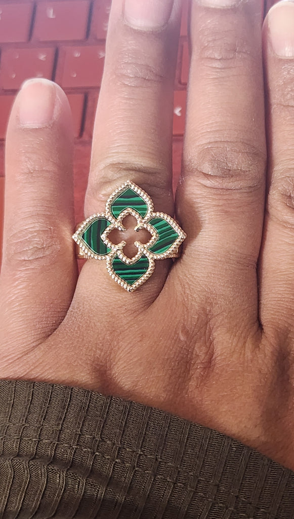 Brand New Green Clover Brass Ring