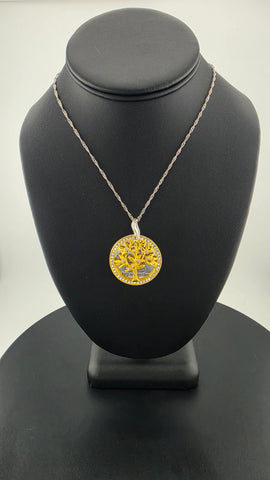Brand New 18k Gold Plated Sterling Silver Tree Of Life Necklace